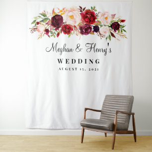 Burgundy Wedding Backdrop, Foto Booth Prop Wandkleed