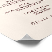 Burgundy Wedding Bar Menu  Poster (Hoek)