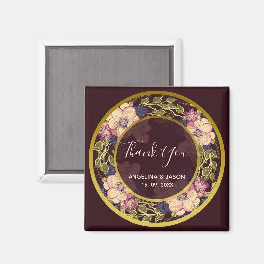 Burgundy Wedding Bedankt Magneet (Voorkant / Achterkant)