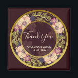 Burgundy Wedding Bedankt Magneet<br><div class="desc">Burgundy Floral Wreath Wedding Favor Magnet. Moody romantische,  donkere kleuren,  trendy,  elegant,  stijlvol. Uniek bloemontwerp,  met de hand getekend,  alleen op enkele Zazzle producten aangebracht.</div>