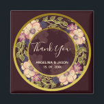 Burgundy Wedding Bedankt Magneet<br><div class="desc">Burgundy Floral Wreath Wedding Favor Magnet. Moody romantische,  donkere kleuren,  trendy,  elegant,  stijlvol. Uniek bloemontwerp,  met de hand getekend,  alleen op enkele Zazzle producten aangebracht.</div>