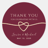 Burgundy Wedding Bedankt Ronde Sticker (Voorkant)