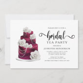 Burgundy Wedding Cake Vrijgezellenfeest Tea Party Kaart (Voorkant)