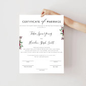 Burgundy Wedding Certificate of Marriage Poster
