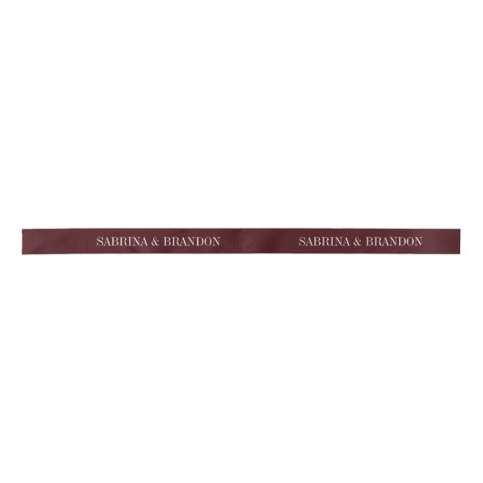 Burgundy Wedding Custom Names Pattern Satijnen Lint (Voorkant)