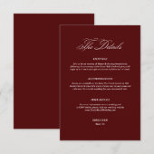 Burgundy Wedding Details Informatiekaartje (Voorkant / Achterkant)