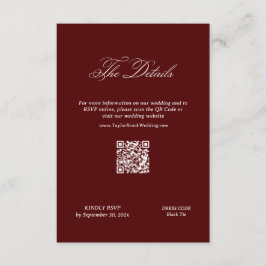 Burgundy Wedding Details Qr Code Informatiekaartje