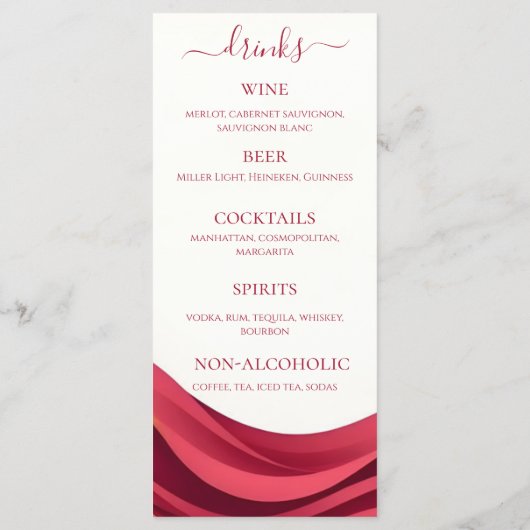 Burgundy Wedding Dinner and Bar Menu (Achterkant)