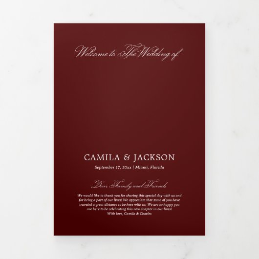 Burgundy Wedding  Drieluik Programma (Cover)