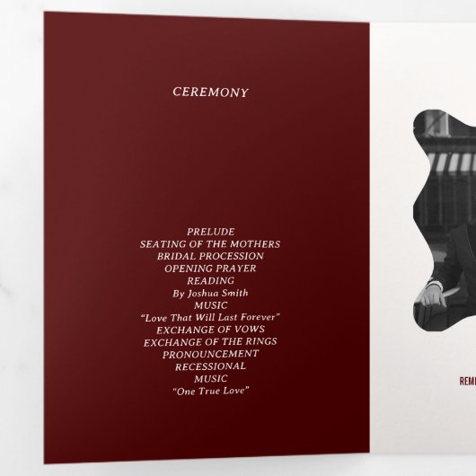 Burgundy Wedding  Drieluik Programma (Binnenzijde eerst)