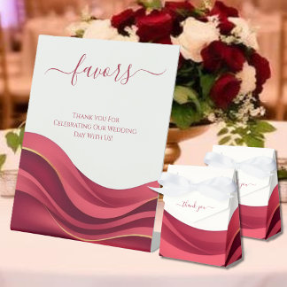 Burgundy Wedding Favors Reclamebord Met Voetstuk
