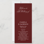 Burgundy Wedding Flat Program Kaart (Voorkant)