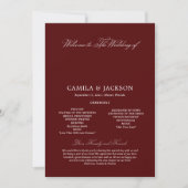  Burgundy Wedding Flat Program Kaart (Voorkant)