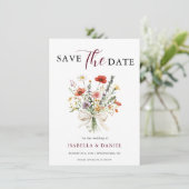 Burgundy Wedding Floral Save The Date (Staand voorkant)