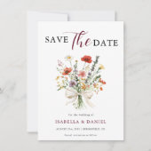 Burgundy Wedding Floral Save The Date (Voorkant)
