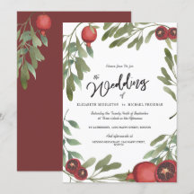 Burgundy Wedding Green Leaves Modern Botanical