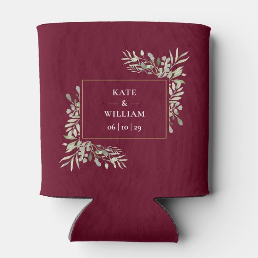 Burgundy Wedding Greenery Foliage Koelbox Blikjeskoeler (Achterkant)