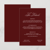 Burgundy Wedding Informatiekaartje (Voorkant / Achterkant)