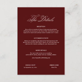 Burgundy Wedding Informatiekaartje