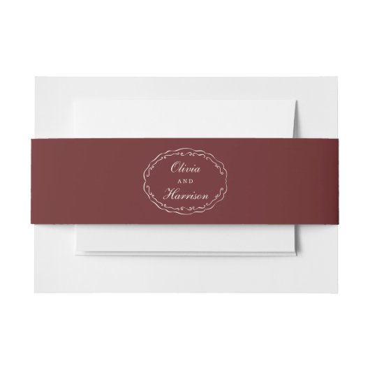 Burgundy Wedding Invitation Belly Band Uitnodigingen Wikkel (Voorkant Voorbeeld)