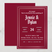 Burgundy Wedding Invitation Kaart (Voorkant / Achterkant)