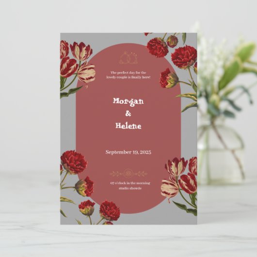 Burgundy Wedding Invitation Kaart (Staand voorkant)