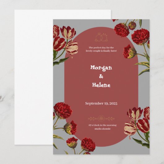 Burgundy Wedding Invitation Kaart (Voorkant / Achterkant)