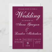 Burgundy Wedding Invitation Kaart (Voorkant)