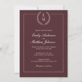 Burgundy Wedding Invitation QR Code Kaart (Voorkant)