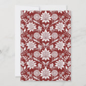 Burgundy Wedding Invitation William Morris Style Kaart (Achterkant)