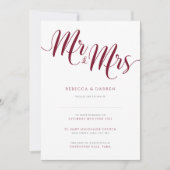 Burgundy Wedding Invitations Mr & Mrs Invites Kaart (Voorkant)
