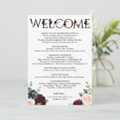 Burgundy Wedding Itinerary - Welkom Bachelorette Programmakaart (Staand voorkant)