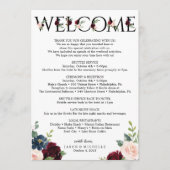 Burgundy Wedding Itinerary - Welkom Bachelorette Programmakaart (Voorkant)