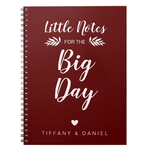 Burgundy Wedding Little Note Big Day Persoonlijk Notitieboek (Voorkant)