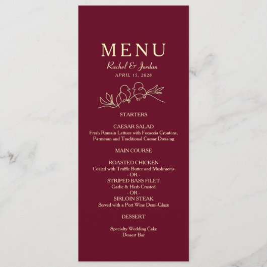 Burgundy Wedding Menu (Voorkant)