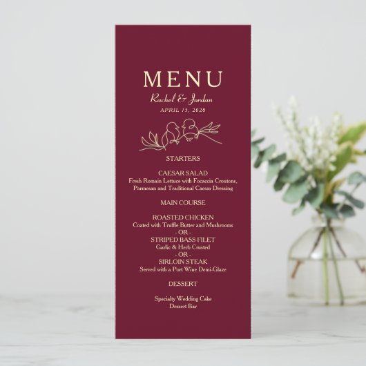 Burgundy Wedding Menu (Staand voorkant)