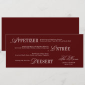 Burgundy Wedding Menu Card Kaart (Voorkant / Achterkant)