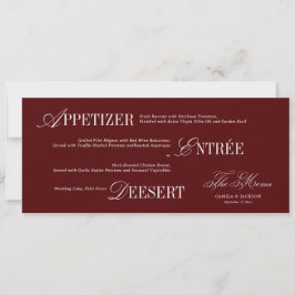 Burgundy Wedding Menu Card Kaart