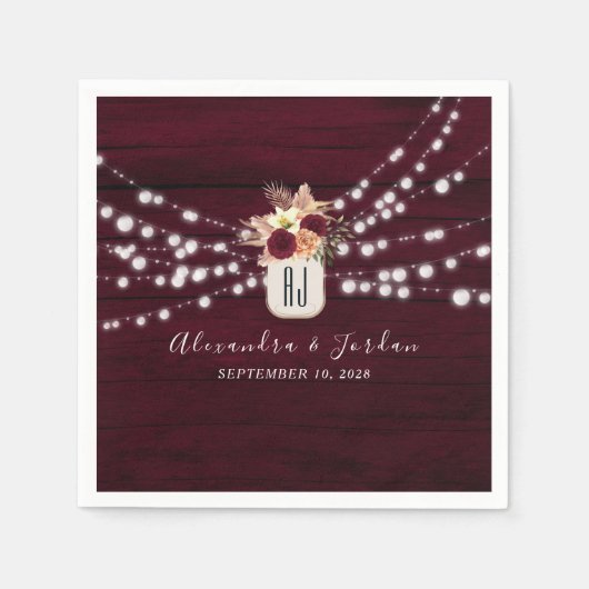 Burgundy Wedding Napkins Servet (Voorkant)