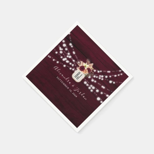 Burgundy Wedding Napkins Servet (Hoek)