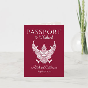Burgundy Wedding Passport nodigt Thailand uit