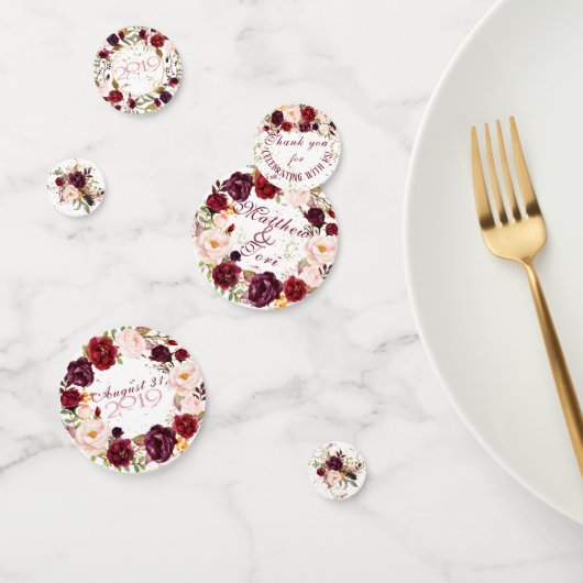 Burgundy Wedding Personalized Confetti (Groep)