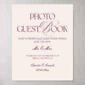 Burgundy Wedding Photo Guest Book Poster (Voorkant)