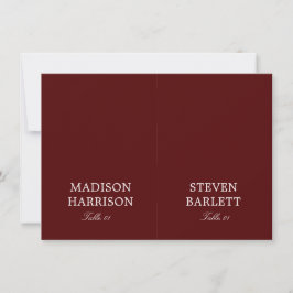Burgundy Wedding Place Card DIY Kaart