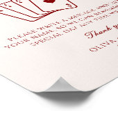 Burgundy Wedding Playing Card Guest Book  Poster (Hoek)