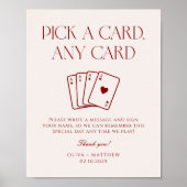 Burgundy Wedding Playing Card Guest Book  Poster (Voorkant)