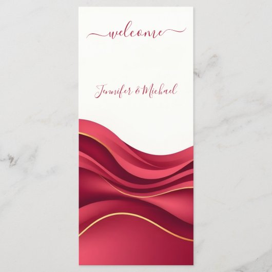 Burgundy Wedding Programmakaart (Voorkant)