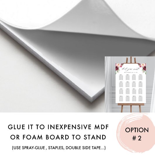 Burgundy Wedding Reception 16 Seating Chart Sign Poster