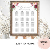 Burgundy Wedding Reception 16 Seating Chart Sign Poster