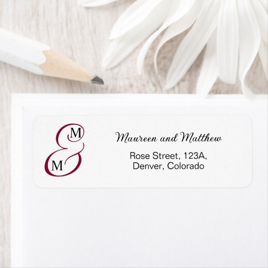 Burgundy Wedding Return-adres Etiket (Insitu)